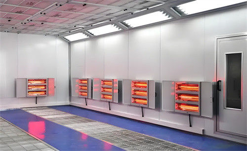 Mobile Short-Wave Infrared Paint Curing Lamp with Ruby-Red Halogen Emitters